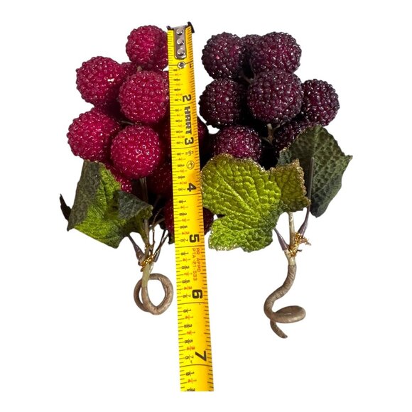 Vintage Large Lot Fake Decorative Beaded Fruit Set Raspberry Pear Apple 4 Basket - Picture 4 of 6